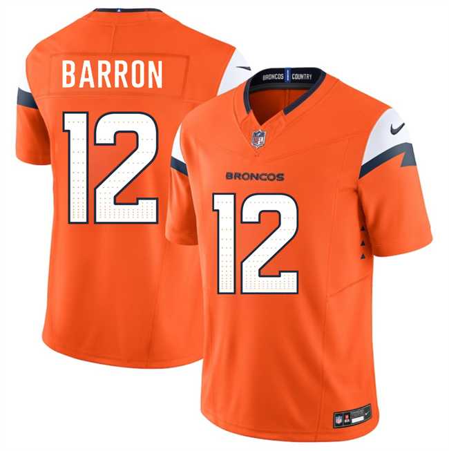 Men & Women & Youth Denver Broncos #12 Jahdae Barron Orange 2025 Draft F.U.S.E. Vapor Limited Stitched Jersey